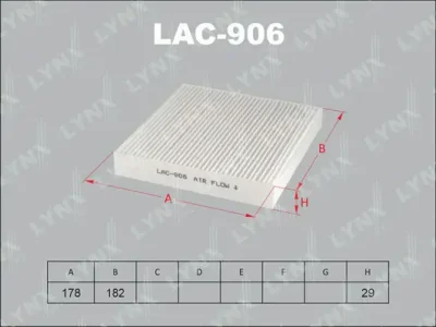 Фильтр, воздух во внутренном пространстве LYNXAUTO LAC-906
