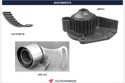 KH 378WP274 HUTCHINSON Водяной насос + комплект зубчатого ремня