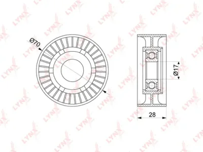 PB-5228 LYNXAUTO Натяжной ролик, поликлиновой ремень