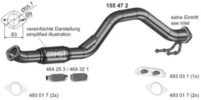 155472 ERNST Труба выхлопного газа