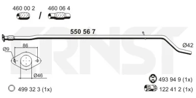 550567 ERNST Труба выхлопного газа