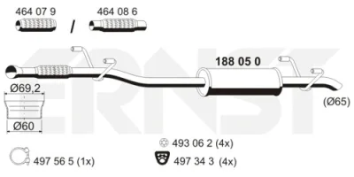 188050 ERNST Средний глушитель выхлопных газов