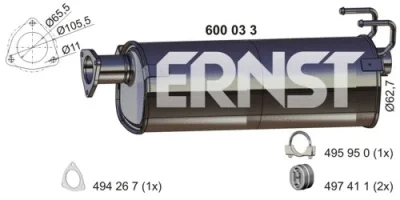 600033 ERNST Средний глушитель выхлопных газов