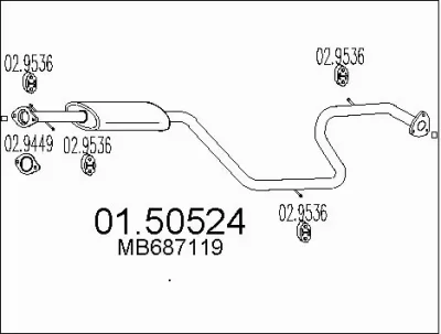 01.50524 MTS Средний глушитель выхлопных газов