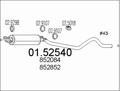 01.52540 MTS Средний глушитель выхлопных газов
