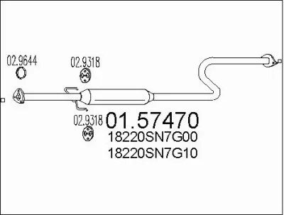01.57470 MTS Средний глушитель выхлопных газов