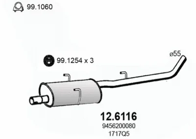 12.6116 ASSO Средний глушитель выхлопных газов