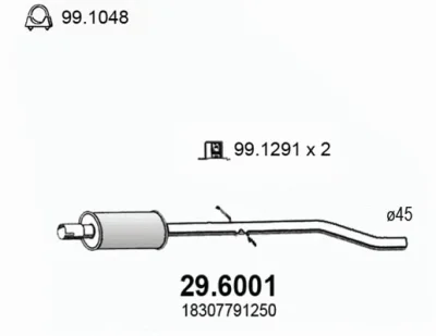 29.6001 ASSO Средний глушитель выхлопных газов