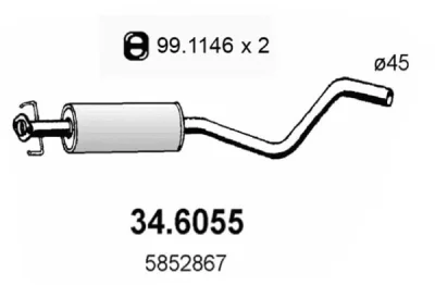 34.6055 ASSO Средний глушитель выхлопных газов