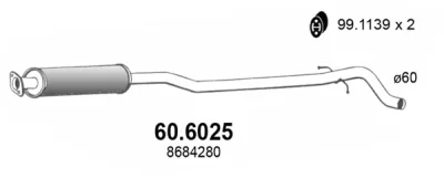 60.6025 ASSO Средний глушитель выхлопных газов