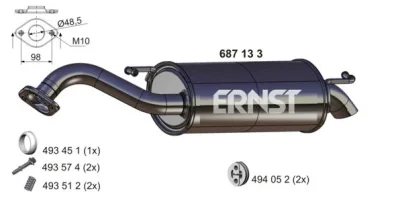 Глушитель выхлопных газов конечный ERNST 687133