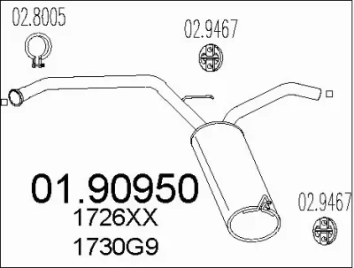 01.90950 MTS Глушитель выхлопных газов конечный