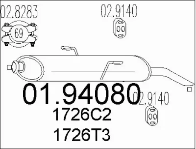 01.94080 MTS Глушитель выхлопных газов конечный