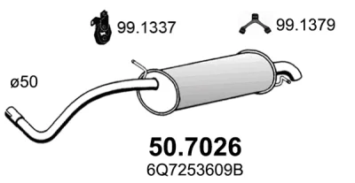 Глушитель выхлопных газов конечный ASSO 50.7026