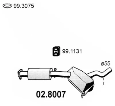 Средний / конечный глушитель ОГ ASSO 02.8007