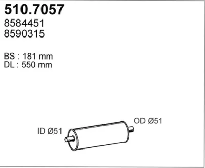 510.7057 ASSO Средний / конечный глушитель ОГ