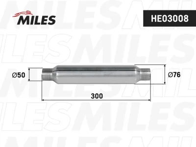 HE03008 MILES Труба выхлопного газа, универсальная