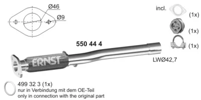 550444 ERNST Гофрированная труба, выхлопная система