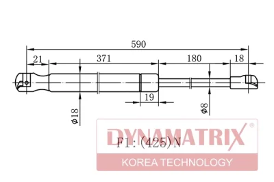 DGS018254 DYNAMATRIX Газовая пружина, крышка багажник