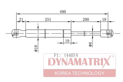 DGS031139 DYNAMATRIX Газовая пружина, крышка багажник