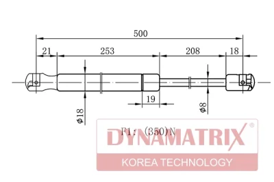 DGS6054BG DYNAMATRIX Газовая пружина, крышка багажник