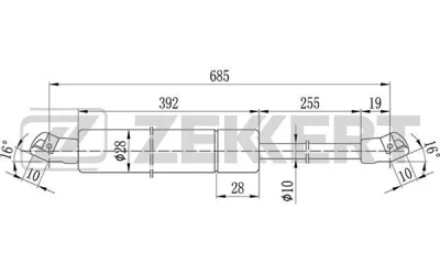 GF-1023 ZEKKERT Газовая пружина, крышка багажник