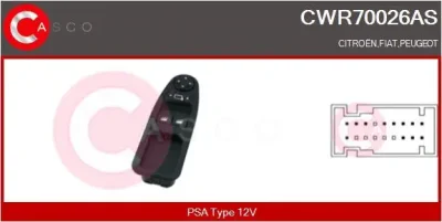 CWR70026AS CASCO Выключатель, стеклолодъемник