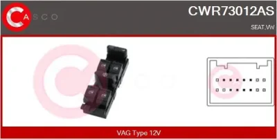 CWR73012AS CASCO Выключатель, стеклолодъемник