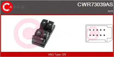 CWR73039AS CASCO Выключатель, стеклолодъемник
