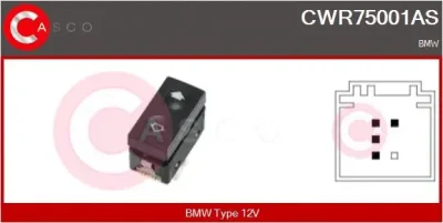 CWR75001AS CASCO Выключатель, стеклолодъемник
