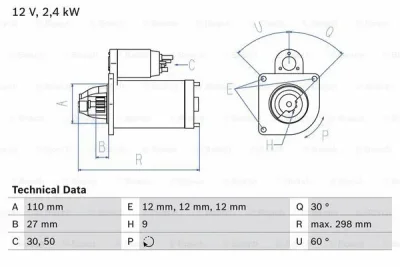 0 986 012 670 BOSCH Стартер