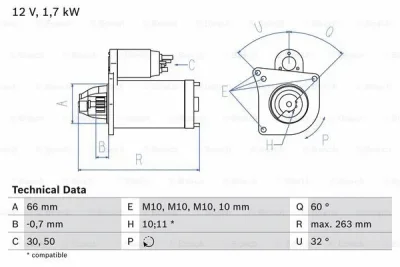 Стартер BOSCH 0 986 013 200