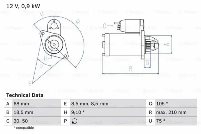 Стартер BOSCH 0 986 017 120