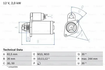 Стартер BOSCH 0 986 017 260