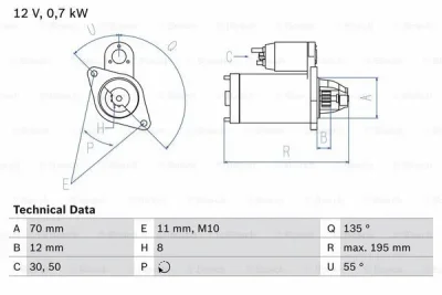 0 986 018 630 BOSCH Стартер