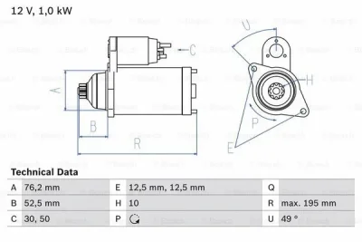 0 986 020 220 BOSCH Стартер