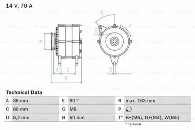 0 986 034 470 BOSCH Генератор