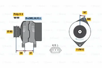 0 986 045 821 BOSCH Генератор