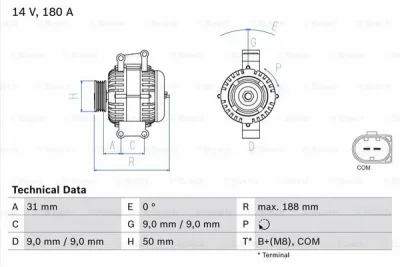 0 986 082 500 BOSCH Генератор