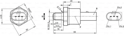 0 281 002 238 BOSCH Датчик, давление подачи топлива