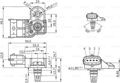 0 261 230 280 BOSCH Датчик, давление наддува