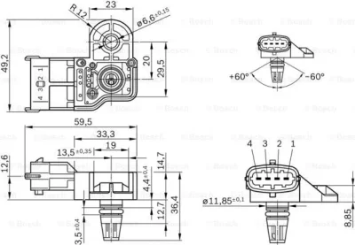 Датчик, давление наддува BOSCH 0 281 006 051