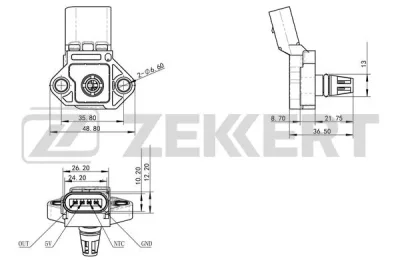 SE-1035 ZEKKERT Датчик, давление во впускной трубе