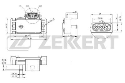 SE-1053 ZEKKERT Датчик, давление во впускной трубе