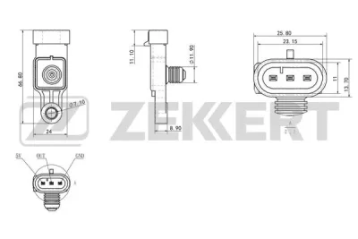 SE-1058 ZEKKERT Датчик, давление во впускной трубе